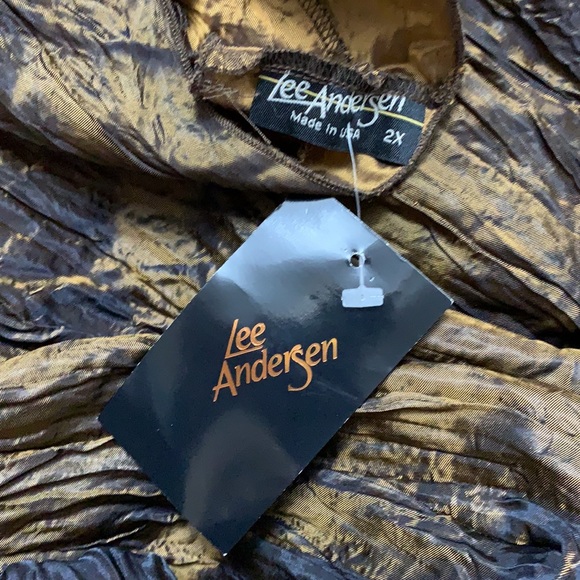 Lee Andersen - Crushed Silk Midi Scoop Neck Dress Tres Earth Bronze NEW - Picture 4 of 8